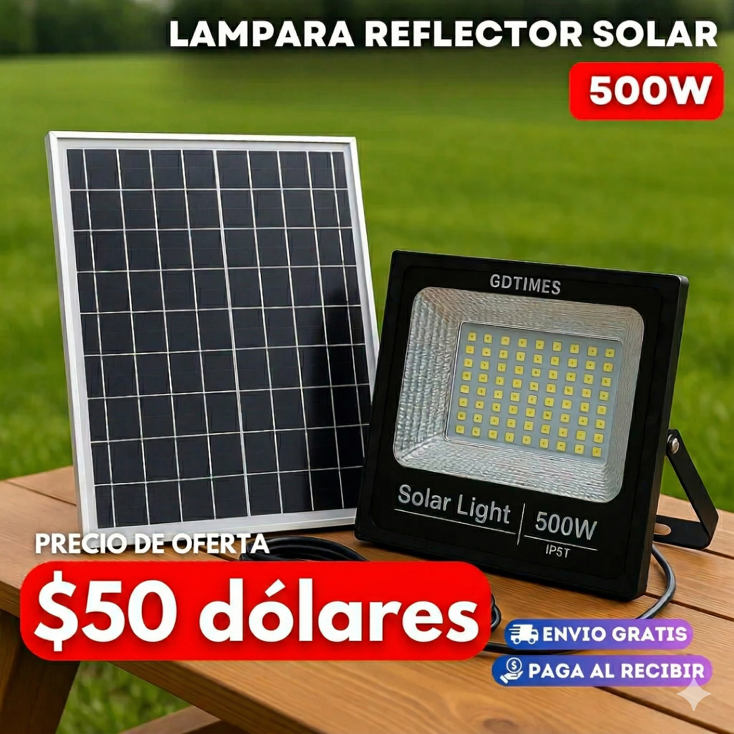 lampara-reflector-solar-500w-Envío Gratis-Garantía-12-meses